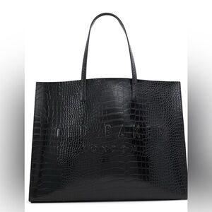 Ted Baker Black Croc-Embossed Tote Bag